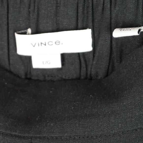 New Vince Linen Blend Pull On Pant in Black size Large (12-14) $395 - Picture 14 of 16